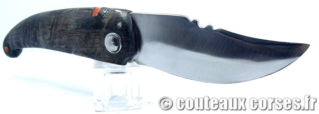 Couteau artisanal corse, A Vellutini 898 cc Curnicciolu lame acier inox trempe douce 3.0 mm manche bouc-VBRRPS547-10