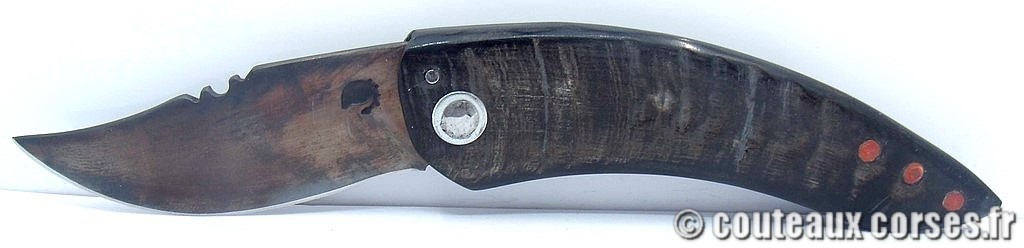 Couteau artisanal corse, A Vellutini cb322 Curnicciolu lame acier inox trempe douce 3.0 mm manche bouc-DPPMDF854-5