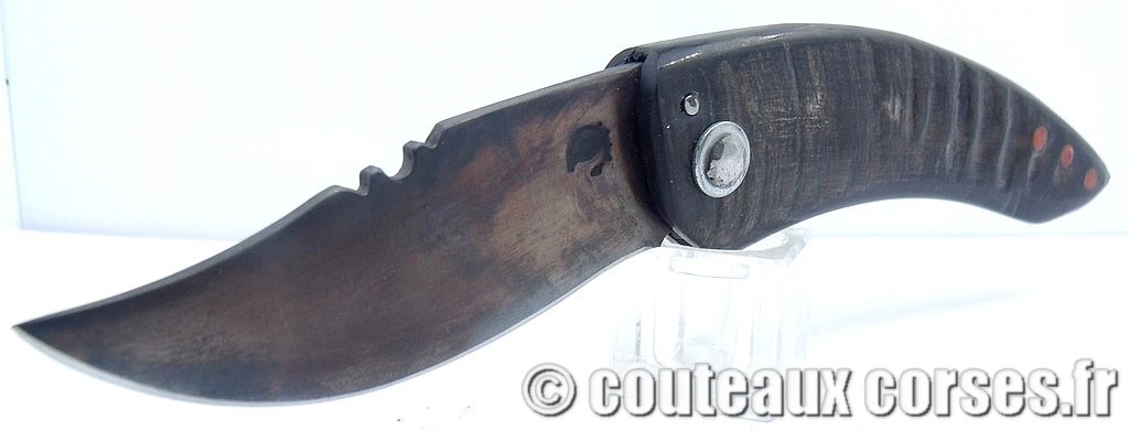 Couteau artisanal corse , A Vellutini 2 Curnicciolu lame acier inox trempe douce 3.0 mm manche bouc-DPPMDF854-10