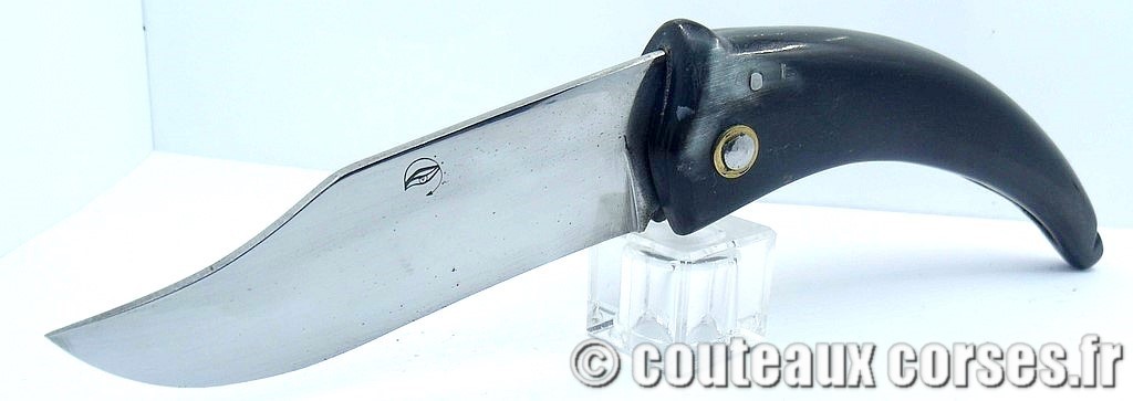 Couteau artisanal corse , A Vellutini 2 Curnicciolu lame acier inox trempe douce 3.0 mm manche bouc-HGFDPM852-10