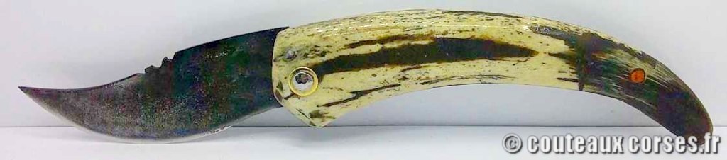 Couteau artisanal corse, A Vellutini cb322 Curnicciolu lame acier inox trempe douce 3.0 mm manche bouc-FGDSQ997-5
