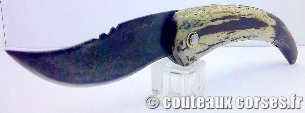 Couteau artisanal corse , A Vellutini 2 Curnicciolu lame acier inox trempe douce 3.0 mm manche bouc-FGDSQ997-10
