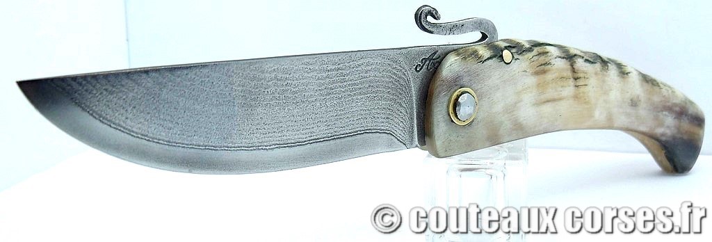 couteau corse artisanal piémontais corne bélier et acier carbone Couteau-corse-agostini-XCUY805-1