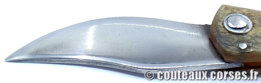 Couteau artisanal corse, A Vellutini 6 19cc Curnicciolu lame acier carbone 3.0 mm manche bélier 8