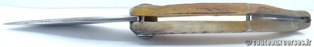 Couteau artisanal corse, A Vellutini 71 7cc Curnicciolu lame acier inox trempe douce 3.0 mm manche bélier-7.