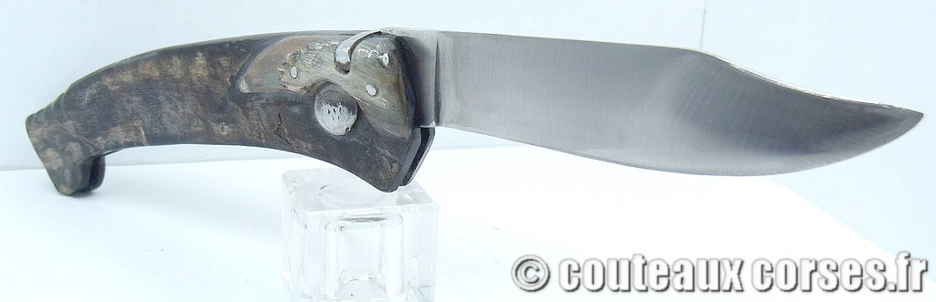 Couteau artisanal corse, A Vellutini 898 cc Curnicciolu blocage de lame acier inox trempe douce 3.0 mm manche corne de bouc10