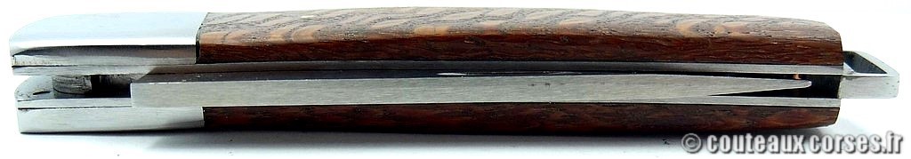 Couteau de berger corse, L Bellini Quatratu mitre acier 14C28 et manche bi-bois-CLESD654-5-33
