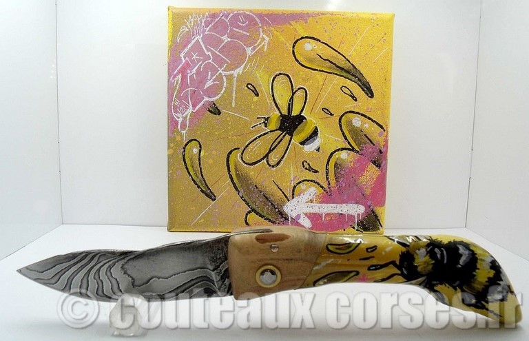 couteau-corse-artisanal-damas-et-bois-d-amarante Couteau damas Manu Padovani - Hugo Mei-WCJ-1