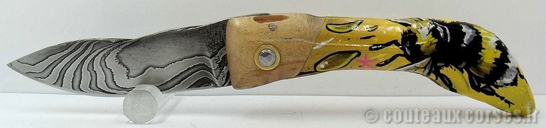 couteau corse artisanal Manu Padovani Couteau damas Manu Padovani - Hugo Mei-WCJ-3