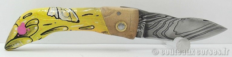 couteau corse artisanal Manu Padovani Couteau damas Manu Padovani - Hugo Mei-WCJ-5