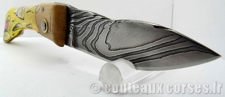 couteau corse artisanal Manu Padovani Couteau damas Manu Padovani - Hugo Mei-WCJ-4-55