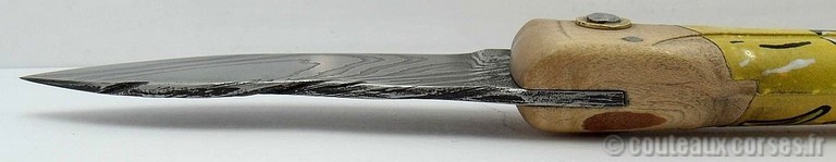 couteau corse artisanal Manu Padovani Couteau damas Manu Padovani - Hugo Mei-WCJ-14