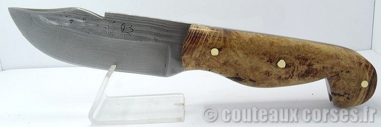 L'Anticu fixe skinner integral damas et loupe d'acacia étui kydex