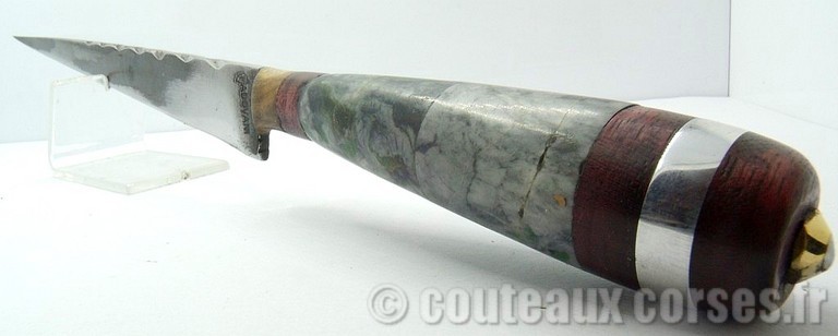 Stylet carbone et corne, olivier et loupe de negunda + foureau bois de chêne