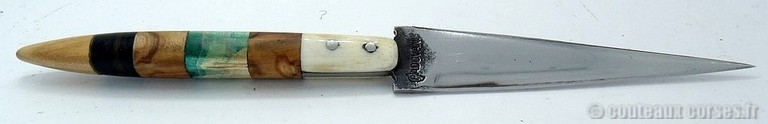 Stylet carbone et os,corne,olivier et loupe de negunda + fourreau bois de chêne-6