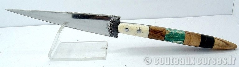 Stylet carbone et os,corne,olivier et loupe de negunda + fourreau bois de chêne-4