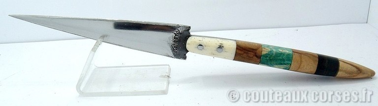 Stylet carbone et os,corne,olivier et loupe de negunda + fourreau bois de chêne-6