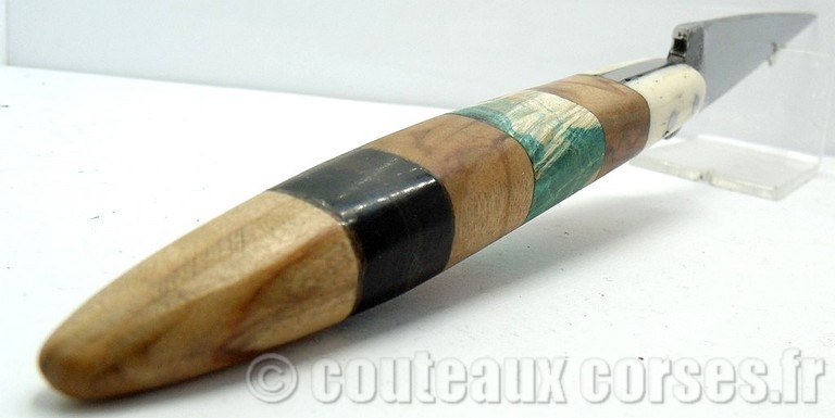 Stylet carbone et os,corne,olivier et loupe de negunda + fourreau bois de chêne-55