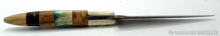 Stylet carbone et os,corne,olivier et loupe de negunda + fourreau bois de chêne-7