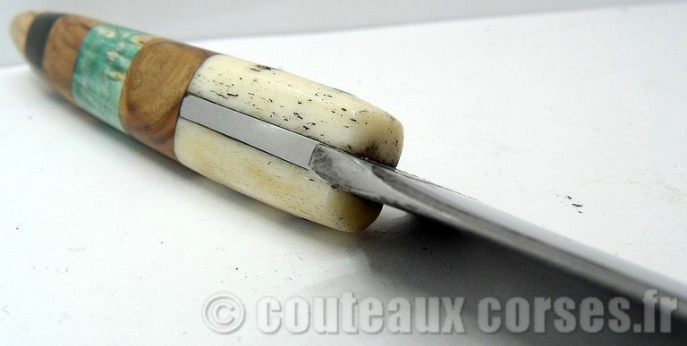 Stylet carbone et os,corne,olivier et loupe de negunda + fourreau bois de chêne-898