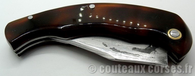 Couteau acier damas et acétate imitation tortue_1