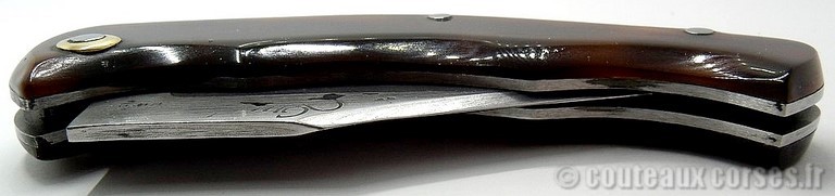 Couteau acier damas et acétate imitation tortue-3
