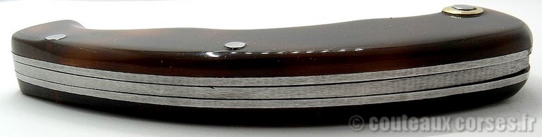 Couteau acier damas et acétate imitation tortue_952