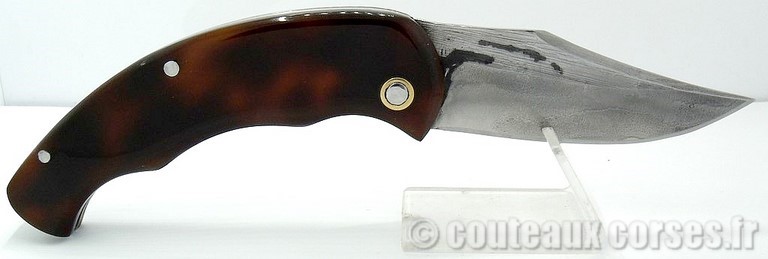 Couteau acier damas et acétate imitation tortue_7654