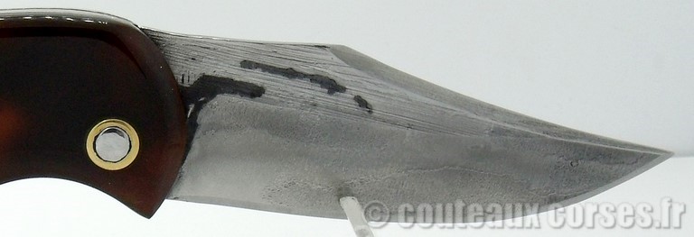 Couteau acier damas et acétate imitation tortue_098