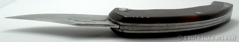 Couteau acier damas et acétate imitation tortue_435