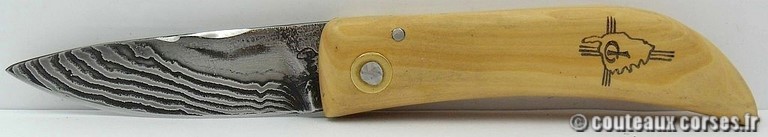 couteau corse artisanal bois d amarante et damas couteau-corse-artisanal-damas-bois-de bois de gaiac-padovani-5