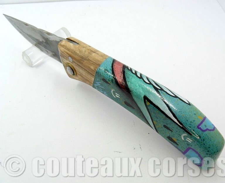 couteau corse artisanal Manu Padovani Couteau damas Manu Padovani - Hugo Mei-WCJ-2-9-4