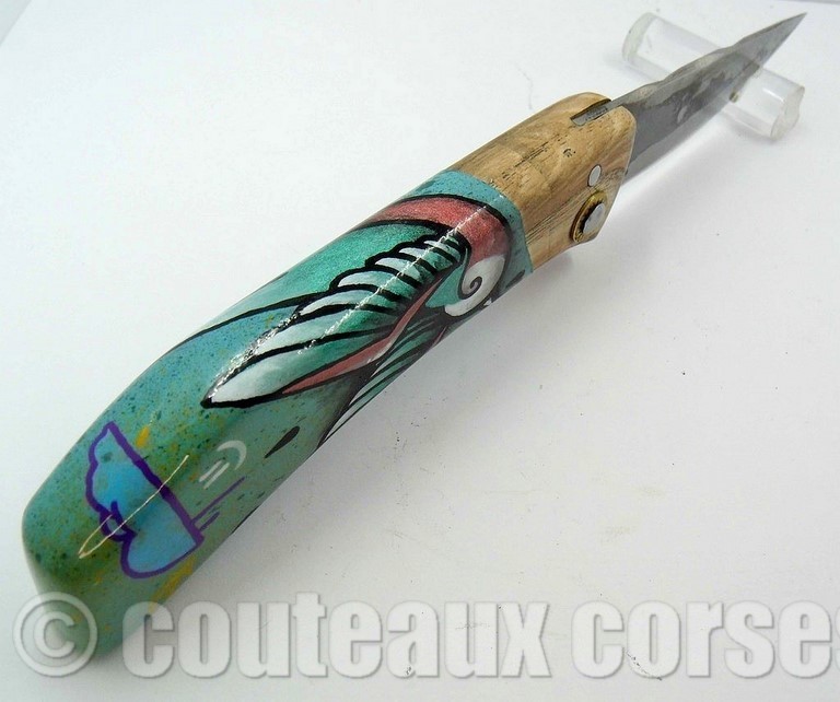 couteau corse artisanal Manu Padovani Couteau damas Manu Padovani - Hugo Mei-WCJ-2-9-5