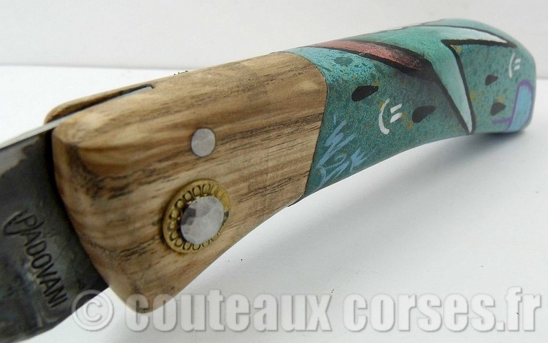 couteau corse artisanal Manu Padovani Couteau damas Manu Padovani - Hugo Mei-WCJ-2-9-7
